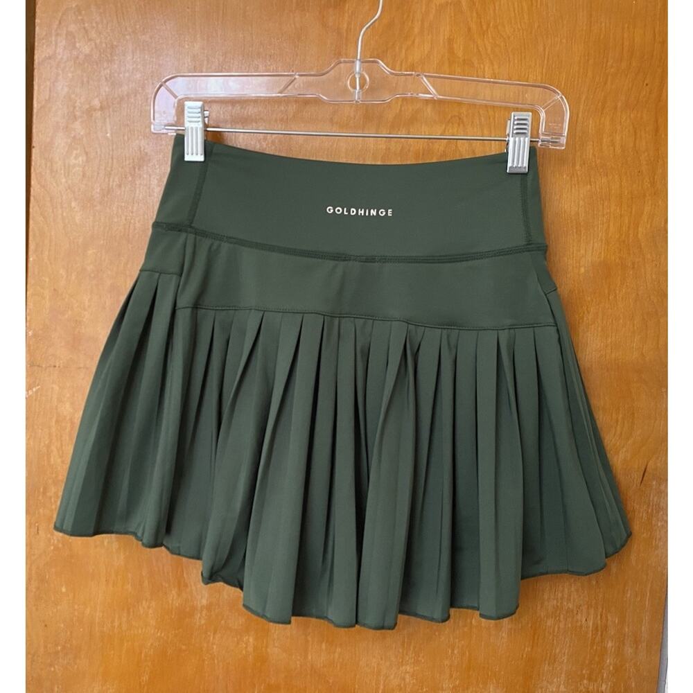 Gold Hinge Women's 15" Pleated Tennis Skirt Forest Green Size Small Skirt Preppy - Picture 3 of 6